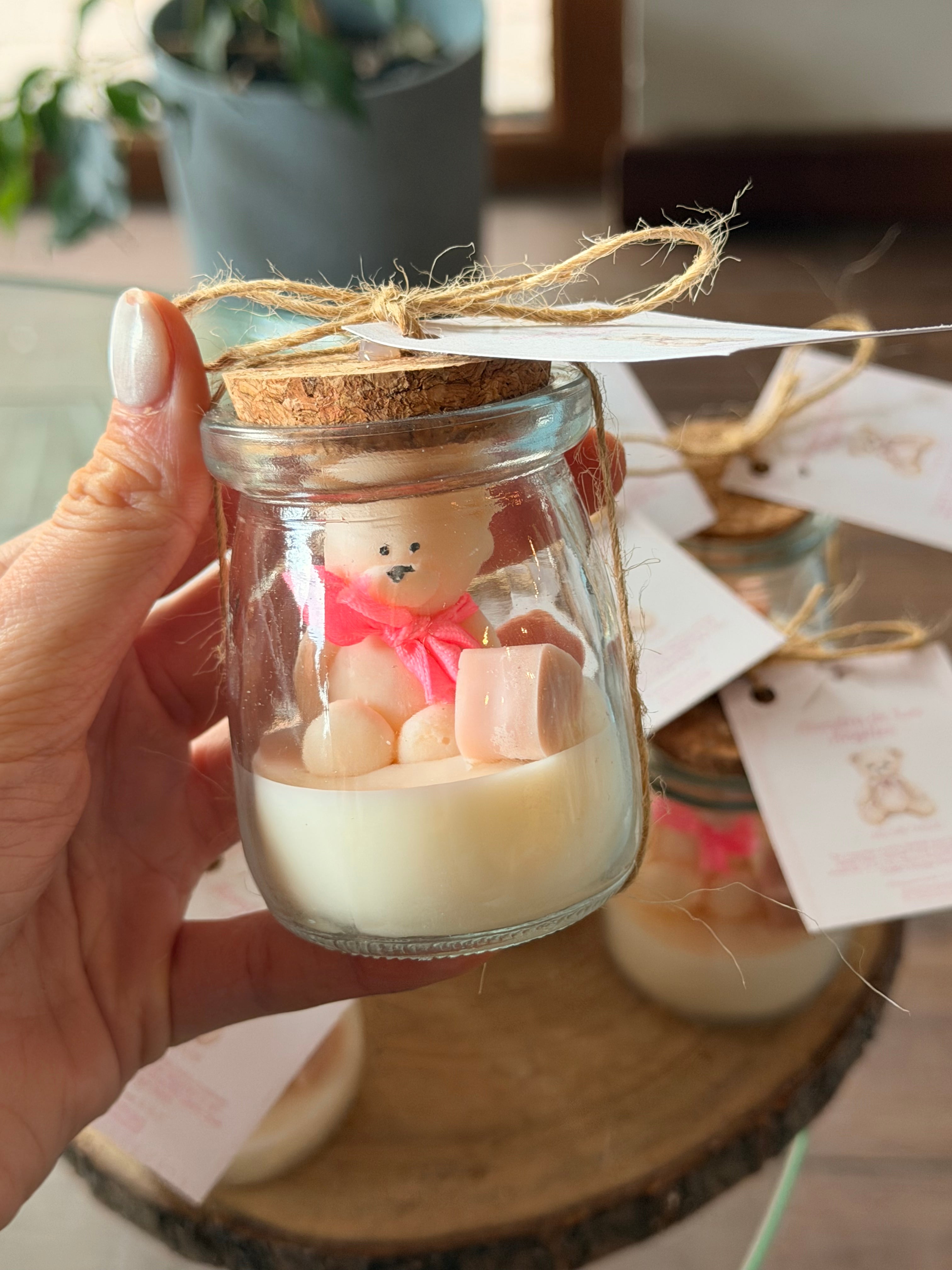 Souvenir Vela Baby Shower - Frasco con oso