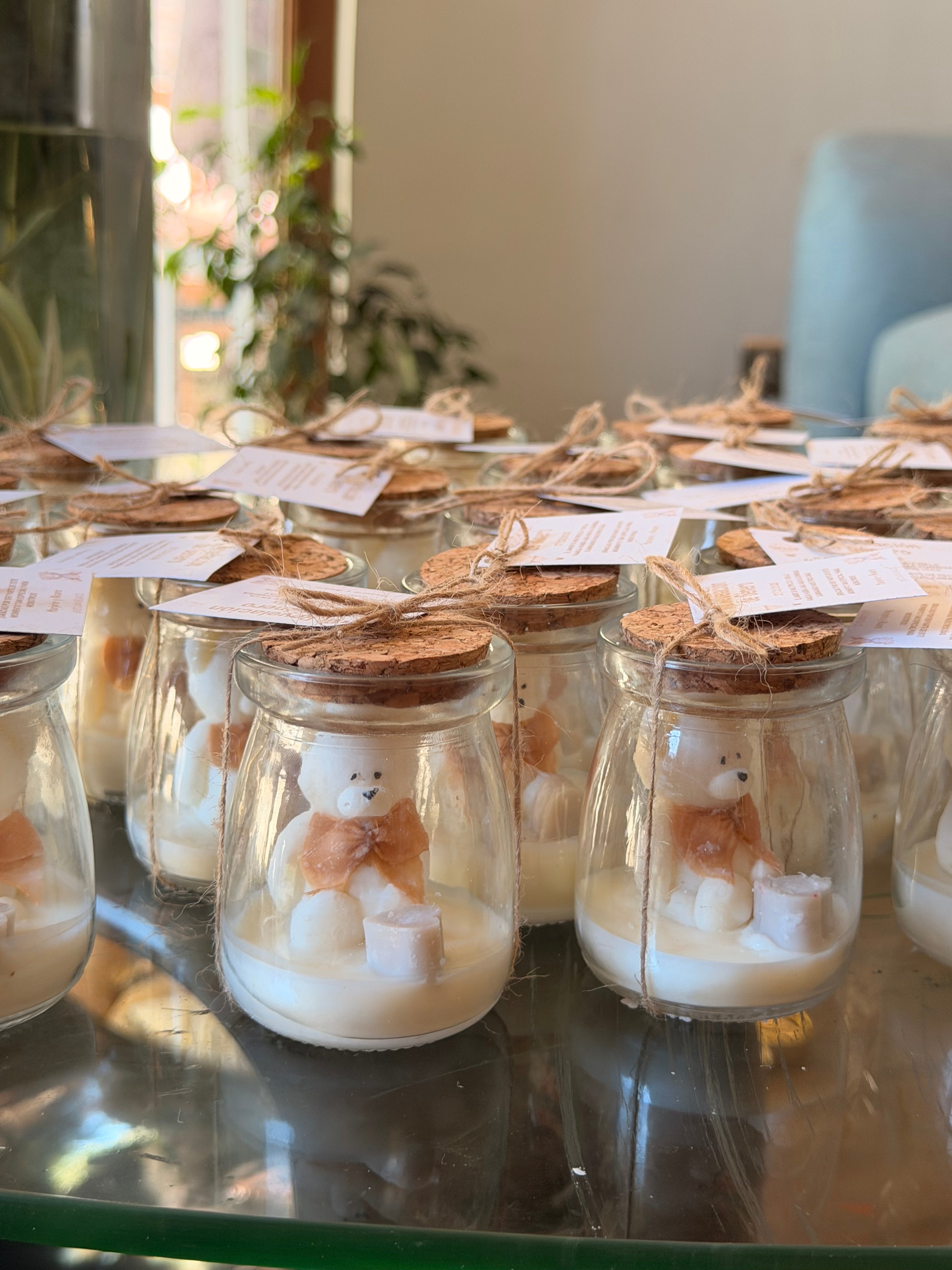 Souvenir Vela Baby Shower - Frasco con oso