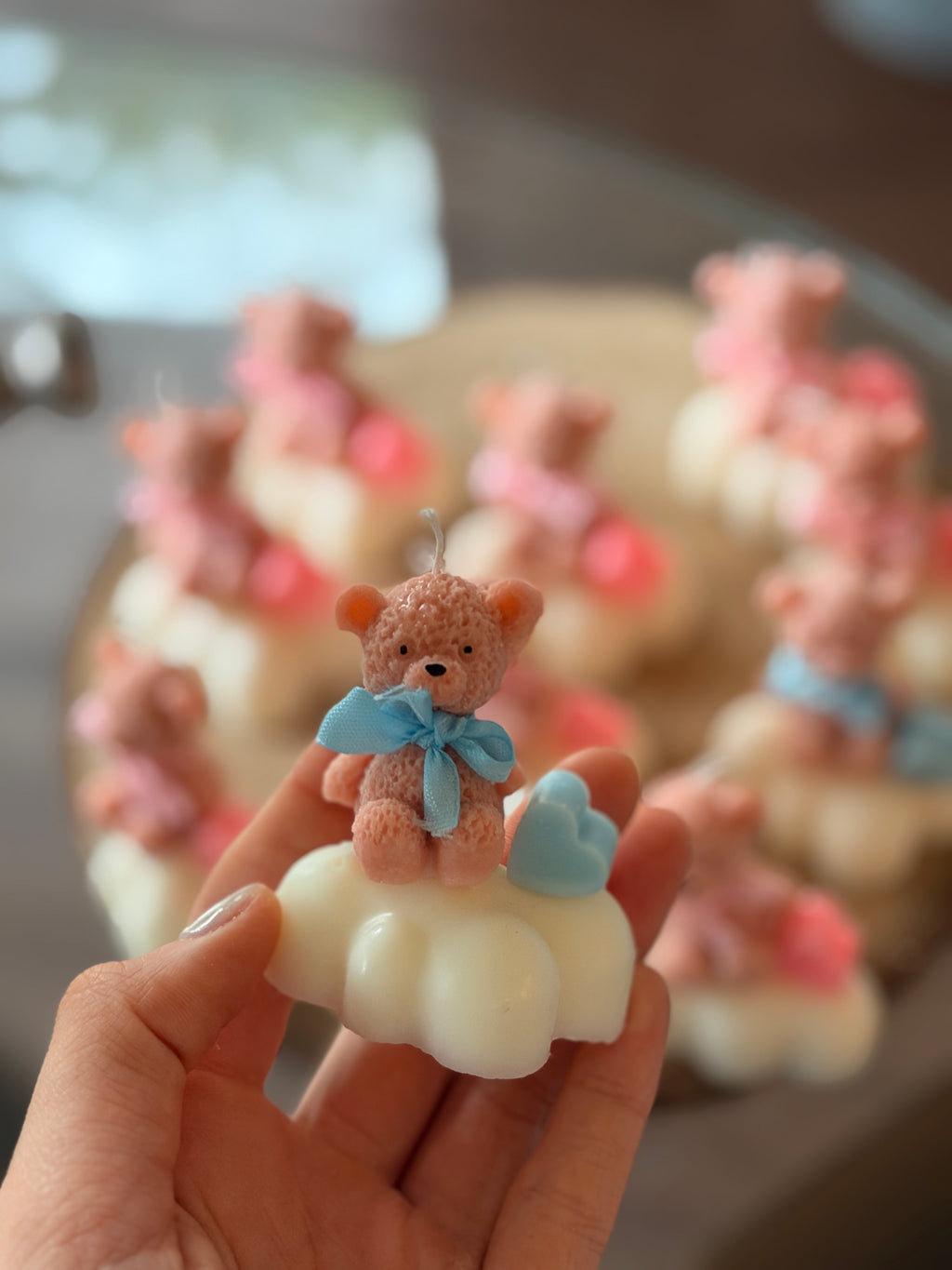 Vela Baby Shower - Nube con oso