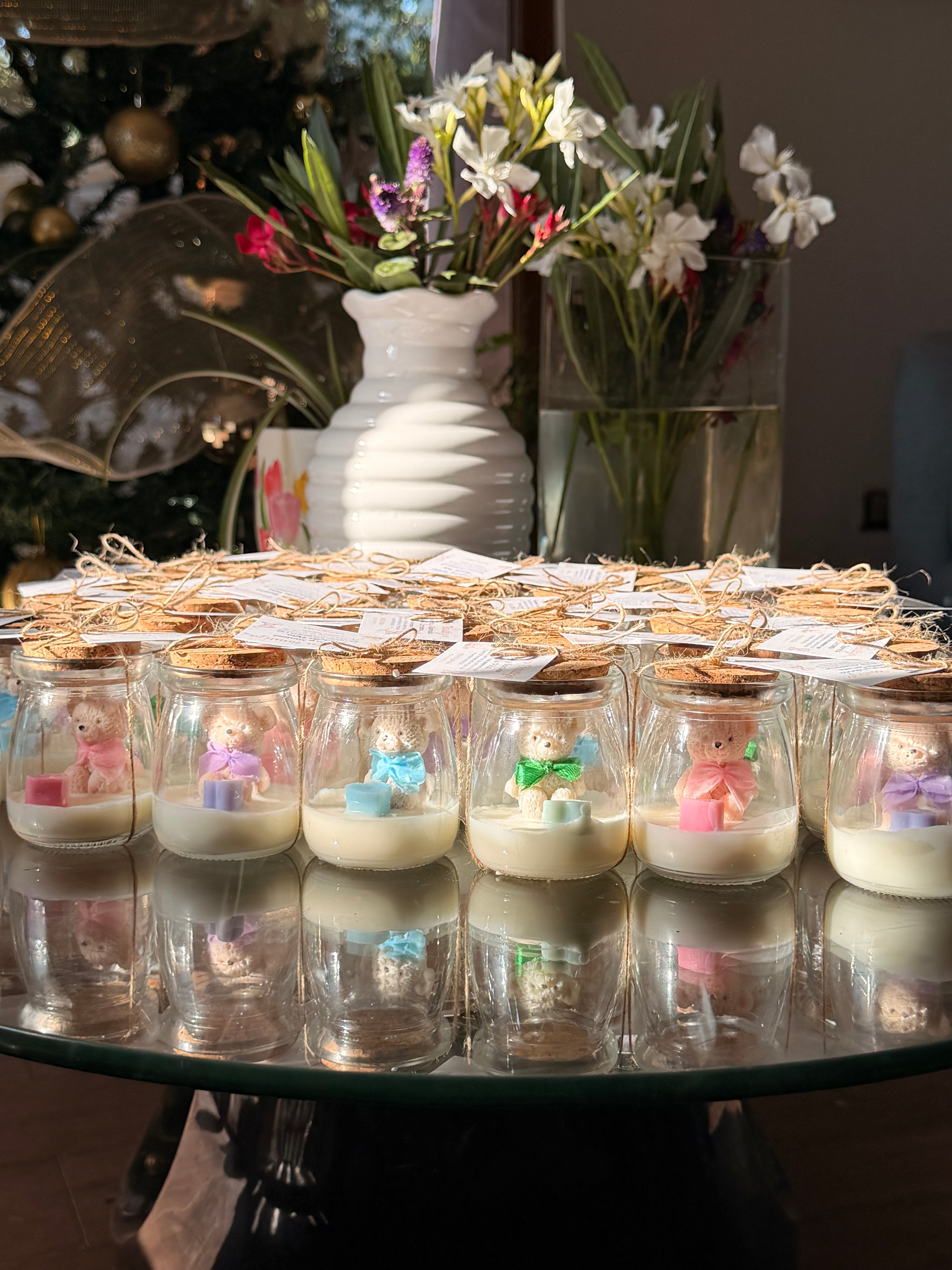 Souvenir Vela Baby Shower - Frasco con oso