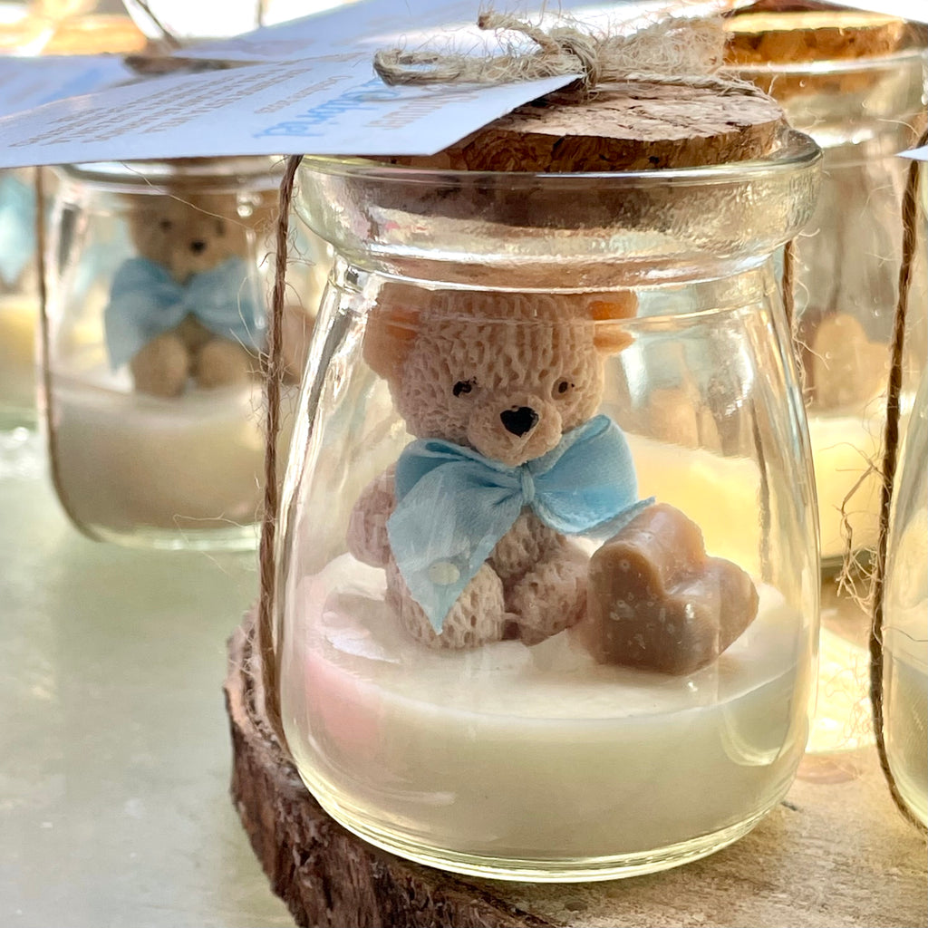 Souvenir Vela Baby Shower - Frasco con oso