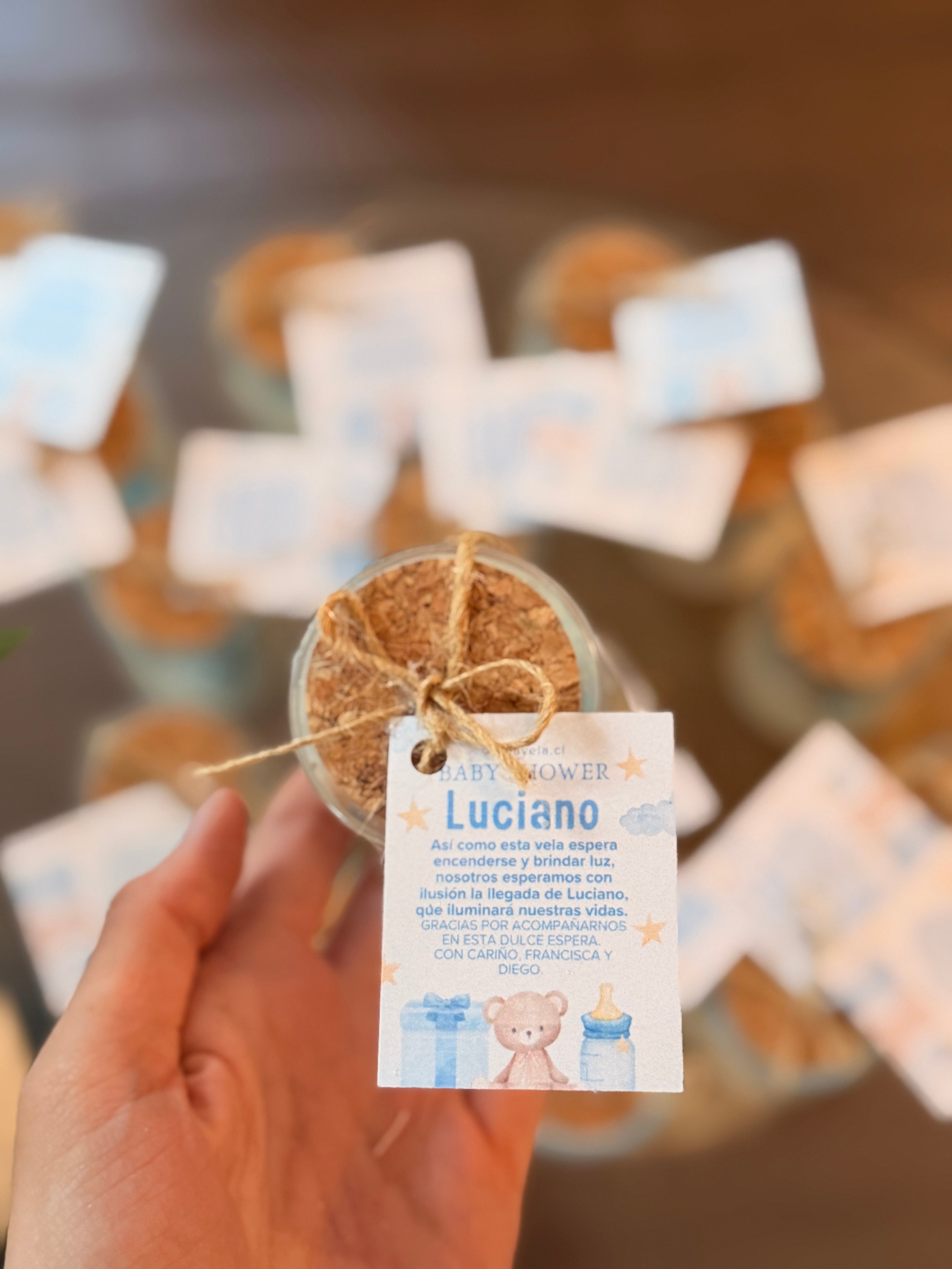 Souvenir Vela Baby Shower - Frasco con oso