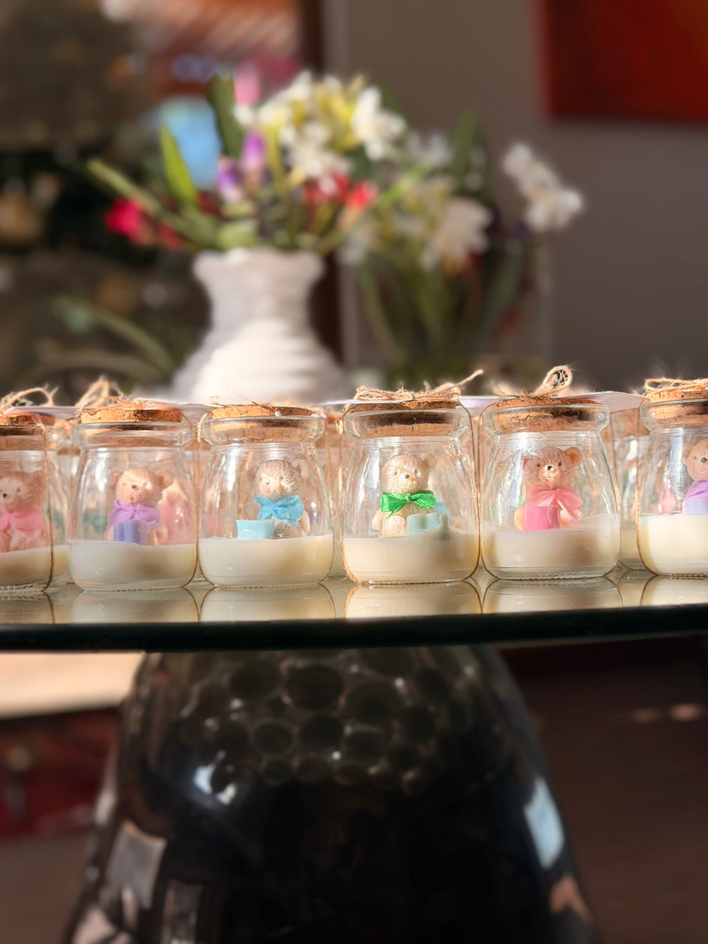 Souvenir Vela Baby Shower - Frasco con oso