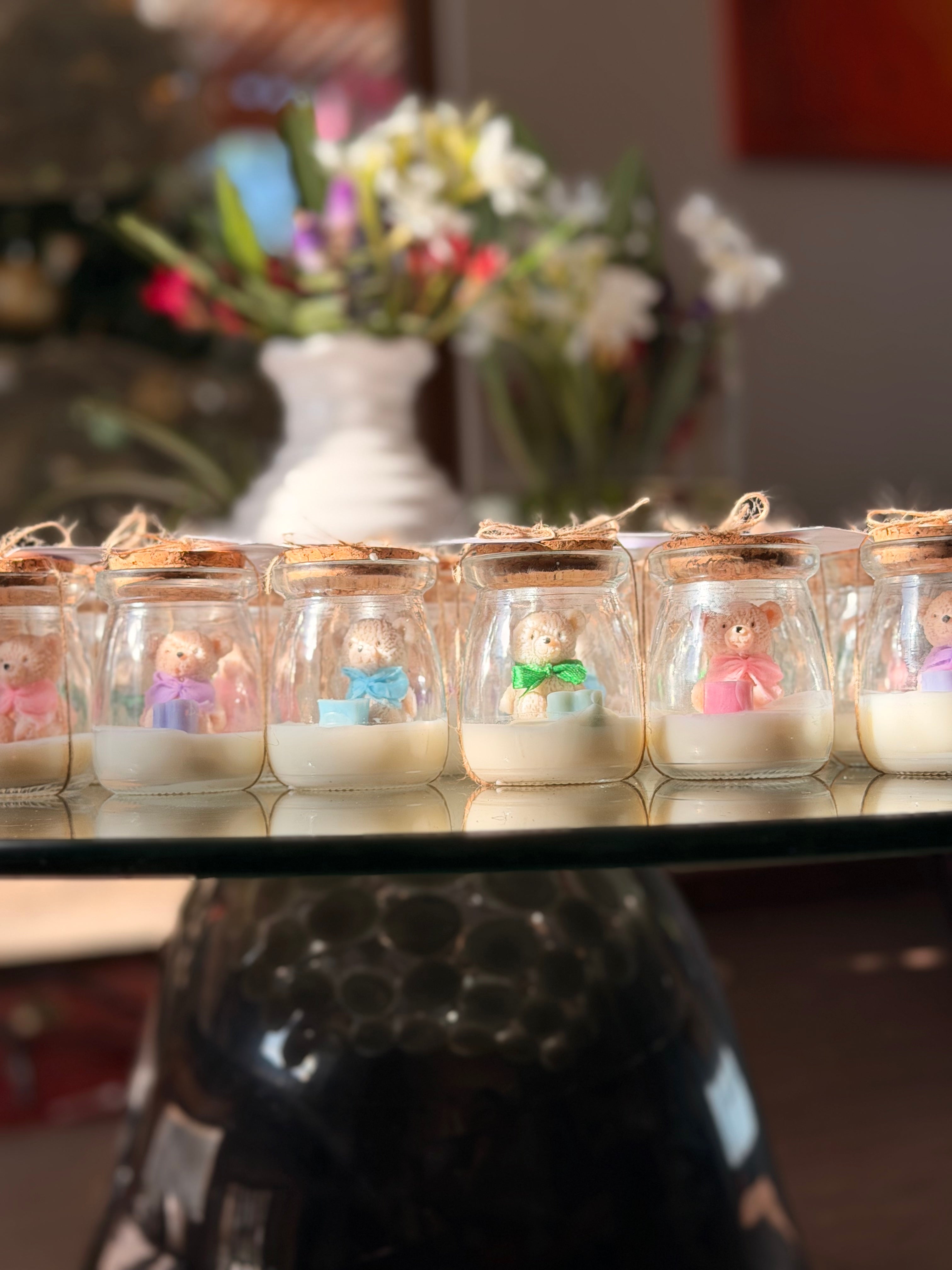 Souvenir Vela Baby Shower - Frasco con oso