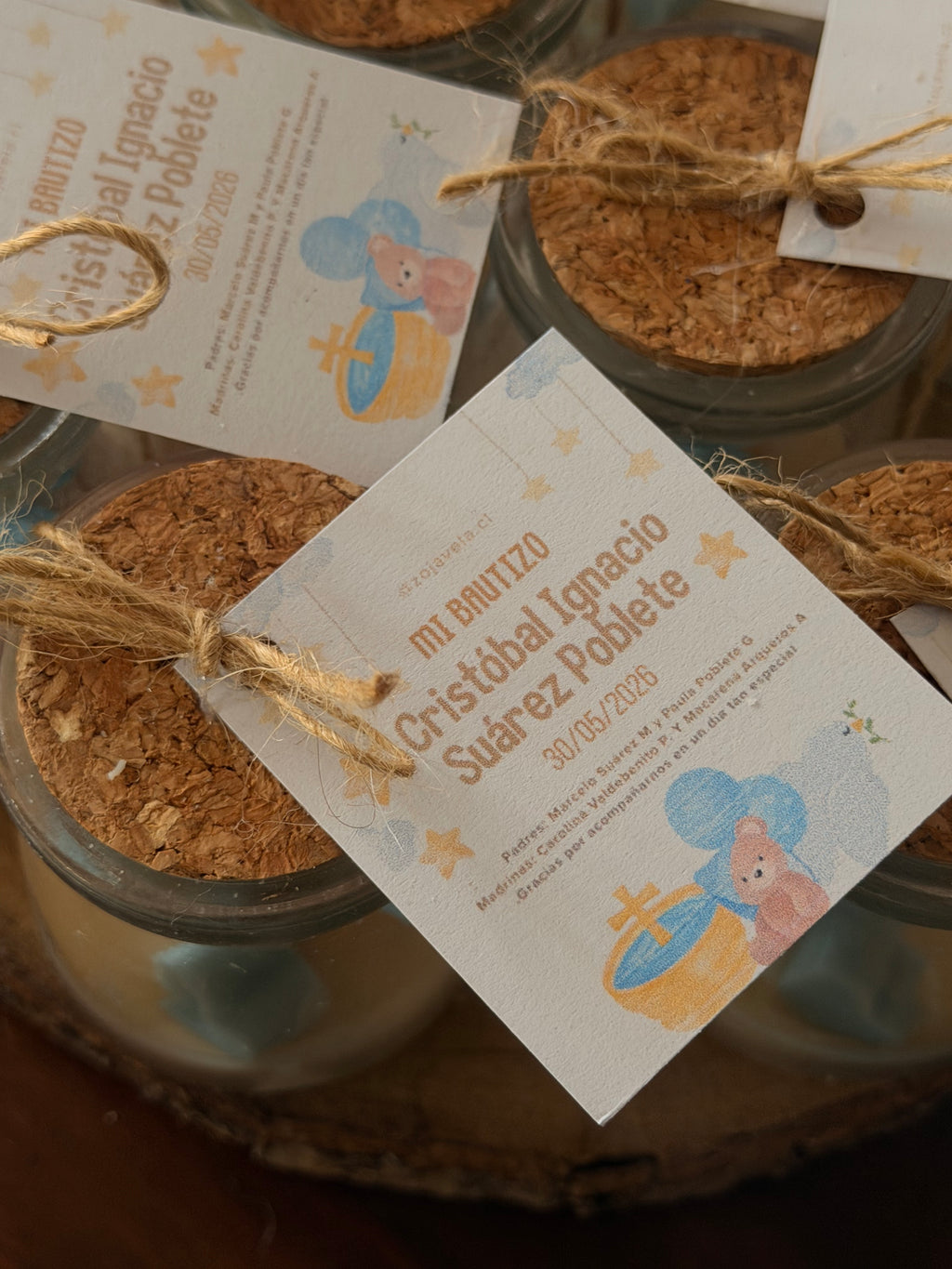 Souvenir Vela Baby Shower - Frasco con oso