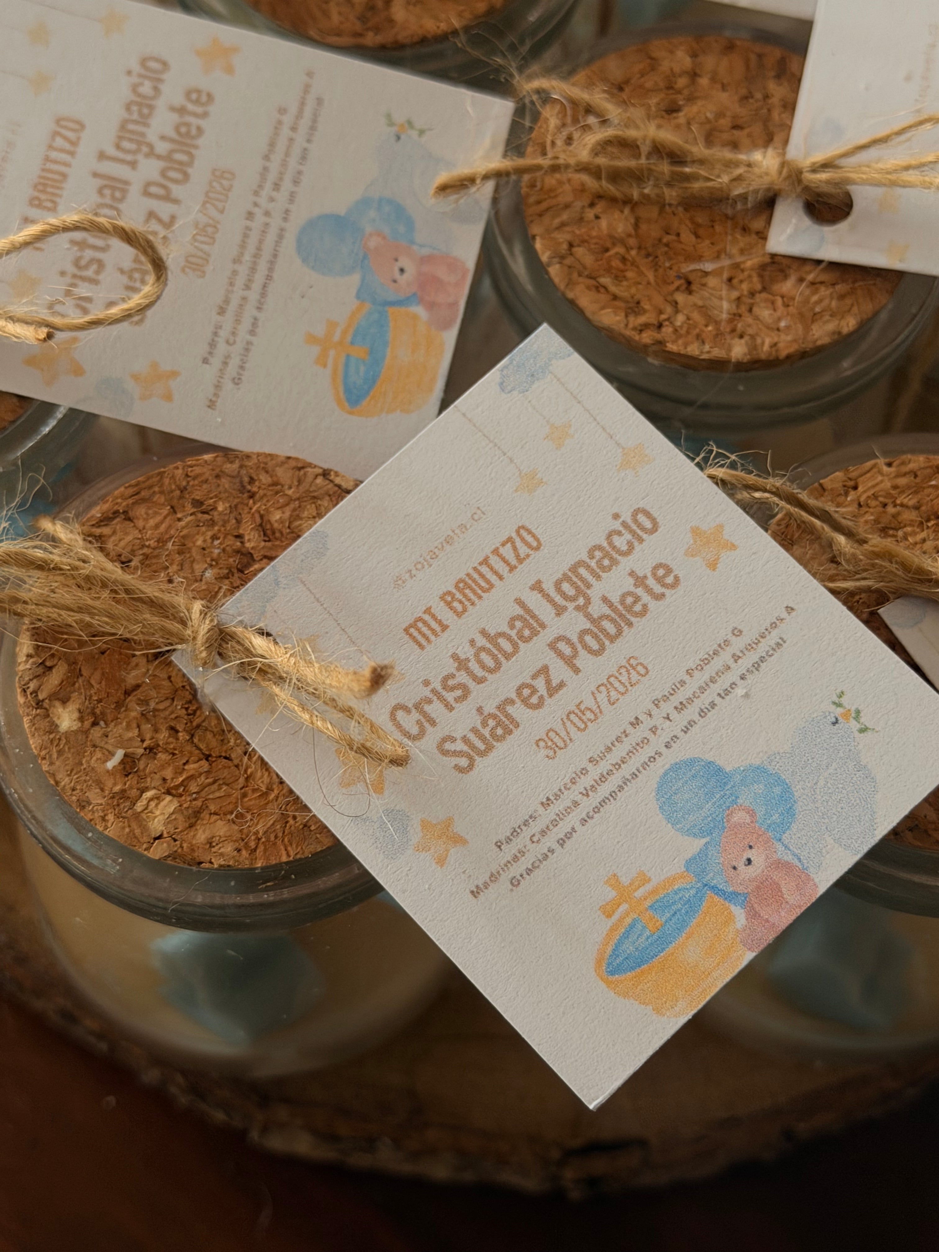 Souvenir Vela Baby Shower - Frasco con oso