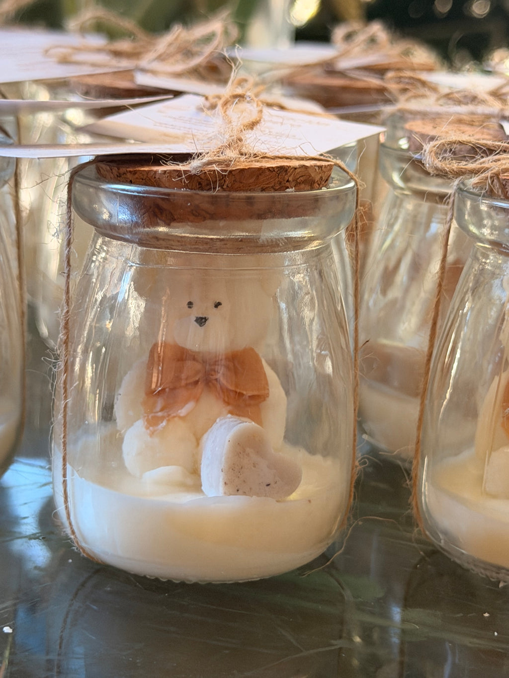 Souvenir Vela Baby Shower - Frasco con oso