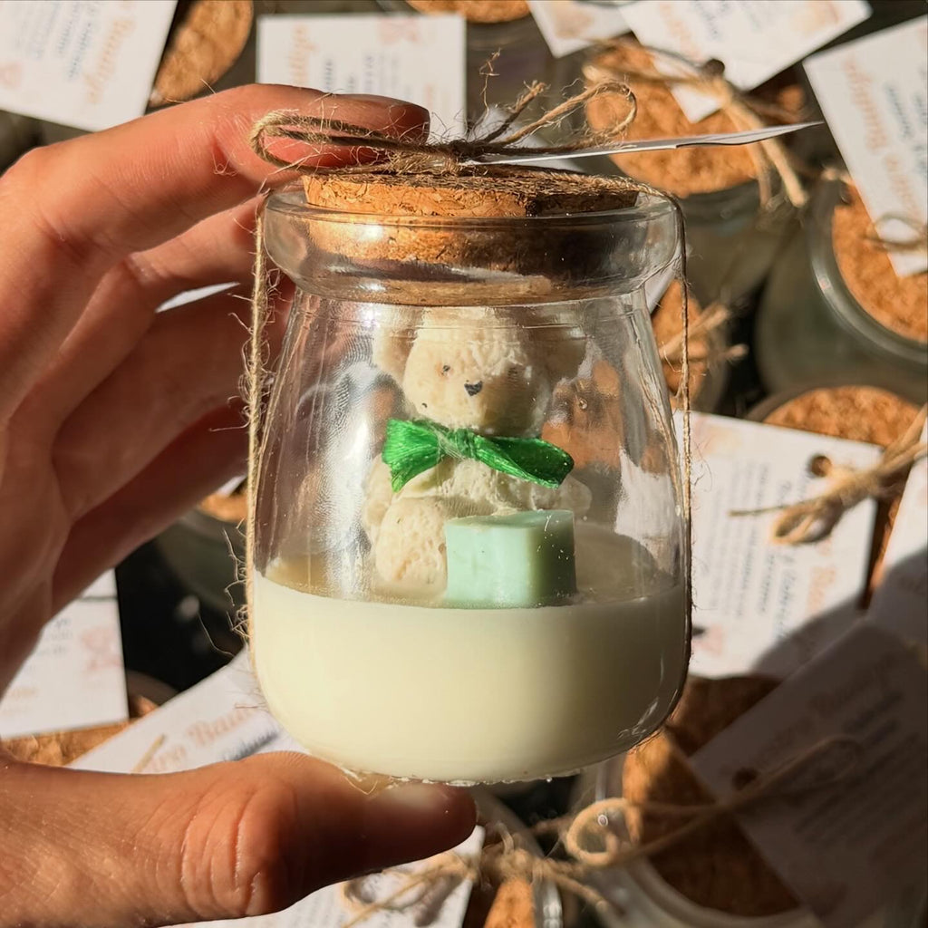 Souvenir Vela Baby Shower - Frasco con oso