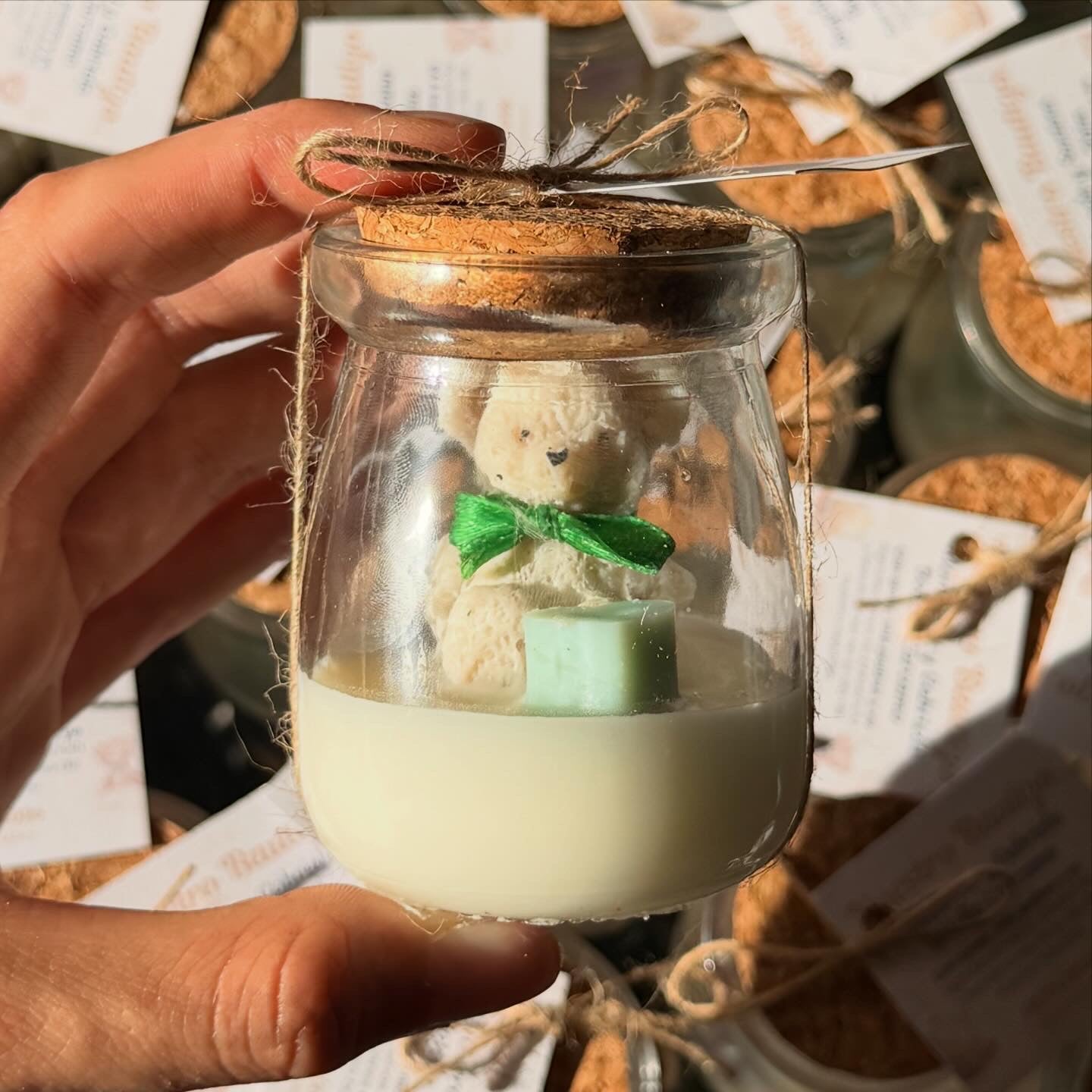Souvenir Vela Baby Shower - Frasco con oso