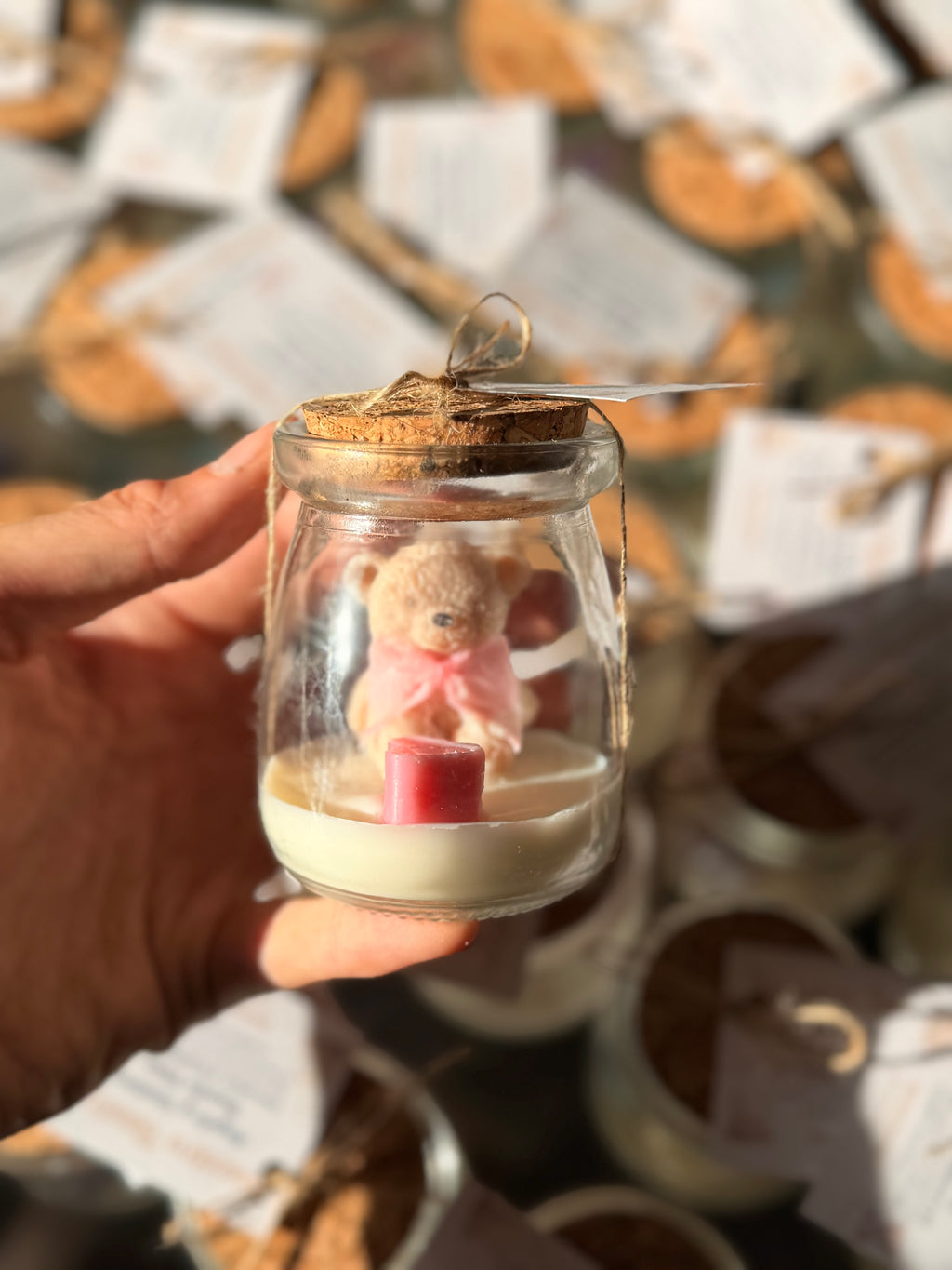 Souvenir Vela Baby Shower - Frasco con oso