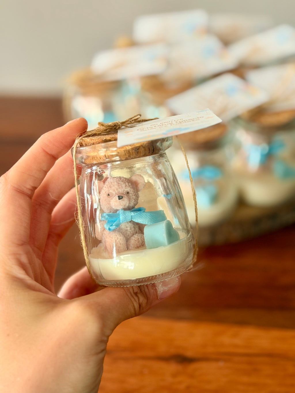 Souvenir Vela Baby Shower - Frasco con oso