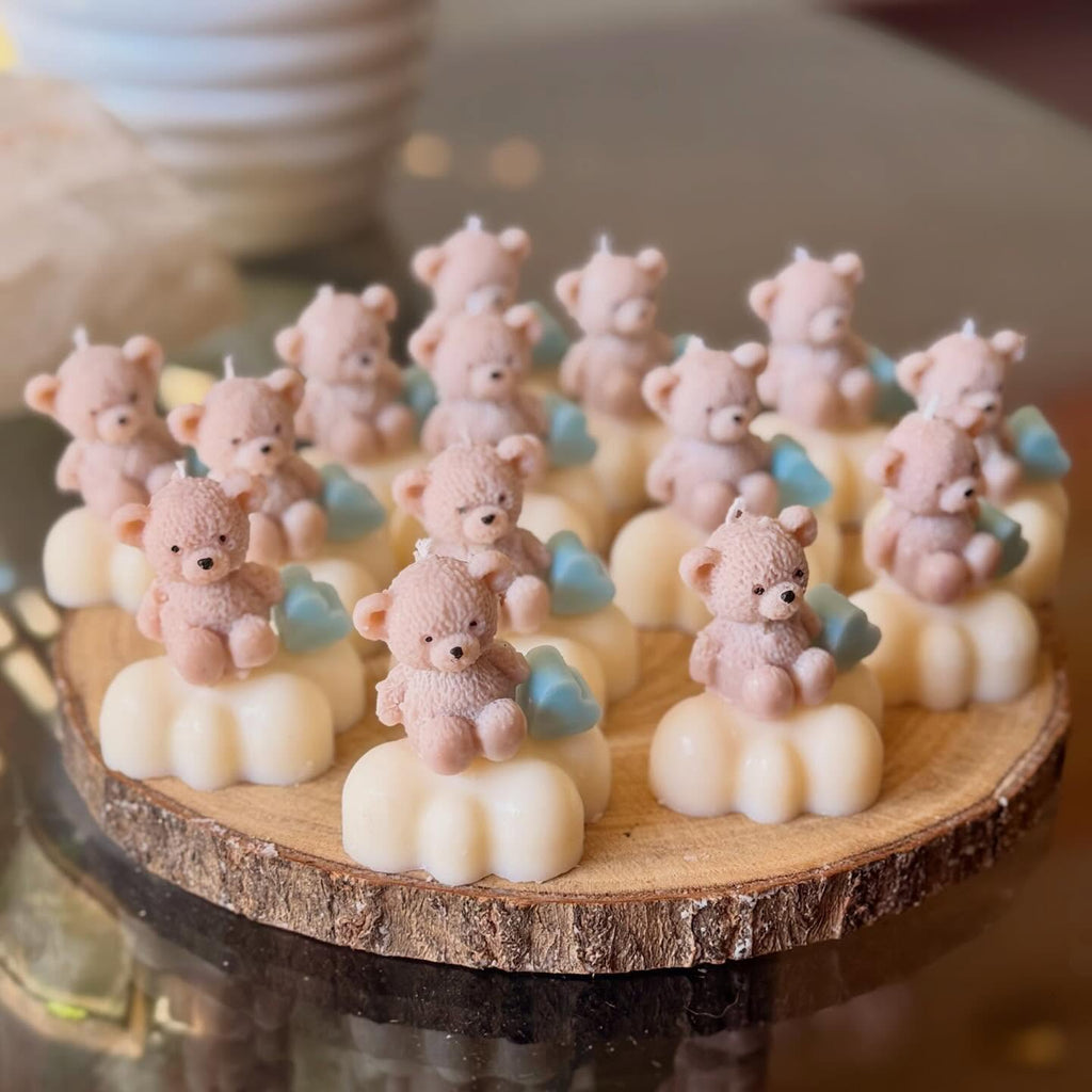 10 Velas Baby Shower - Oso texturizado en nube