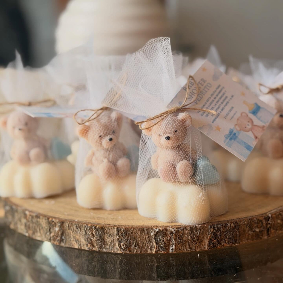 10 Velas Baby Shower - Oso texturizado en nube