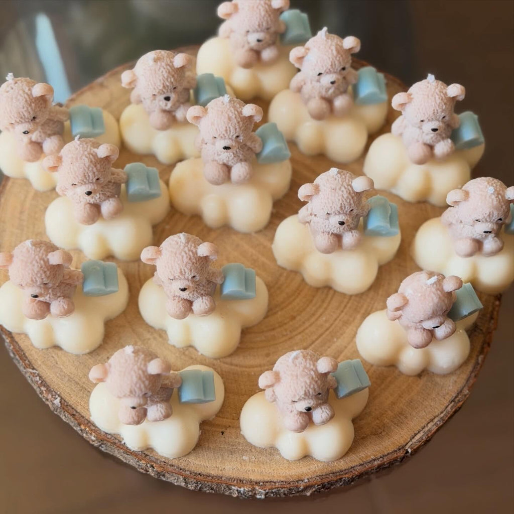 10 Velas Baby Shower - Oso texturizado en nube