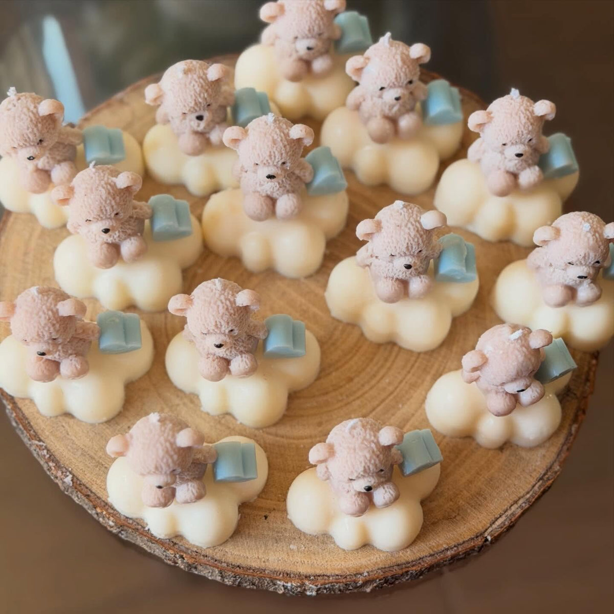 10 Velas Baby Shower - Oso texturizado en nube