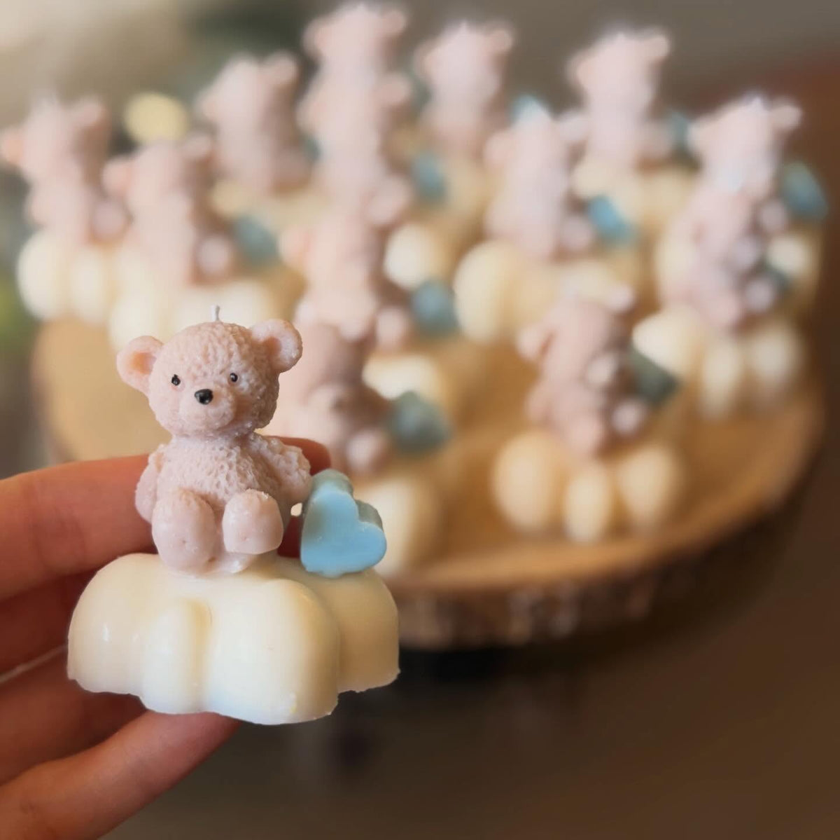 10 Velas Baby Shower - Oso texturizado en nube
