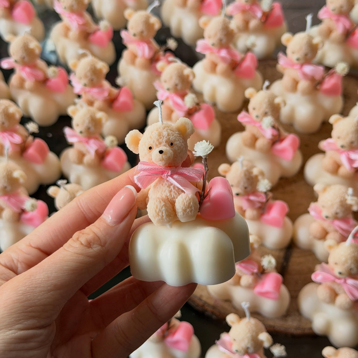 10 Velas Baby Shower - Oso texturizado en nube