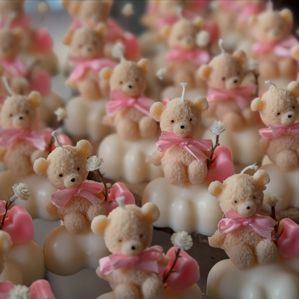 10 Velas Baby Shower - Oso texturizado en nube
