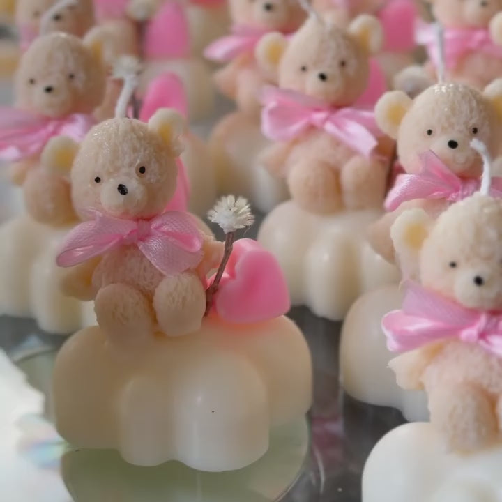 10 Velas Baby Shower - Oso texturizado en nube